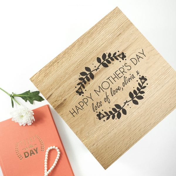 Personalised Happy Mother's Day Large Oak Photo Cube