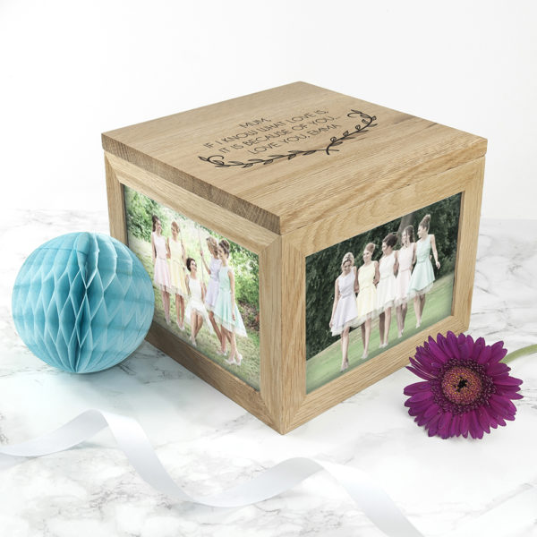 Personalised Mother's Love Large Oak Photo Cube