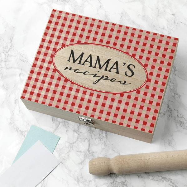 Personalised Gingham Red Recipe Box