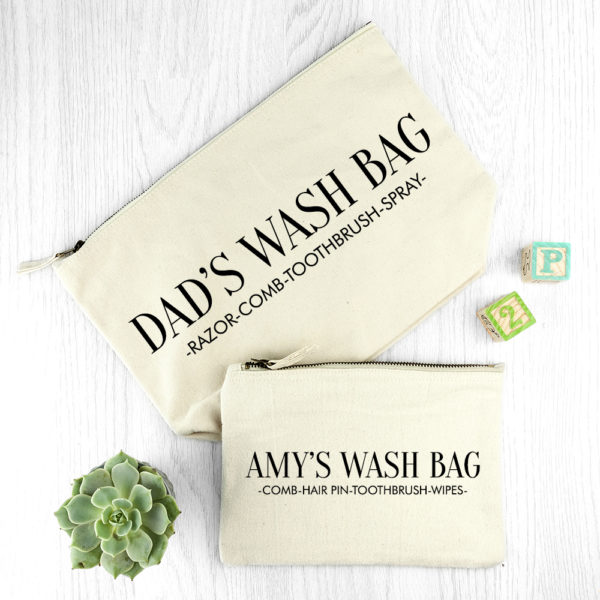 Personalised Daddy & Me Cream Wash Bags