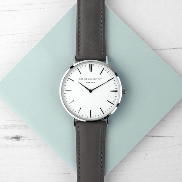 Men's Modern-Vintage Personalised Leather Watch In Ash