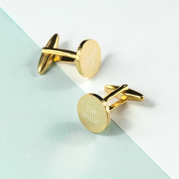 Personalised Round Gold Plated Cufflinks