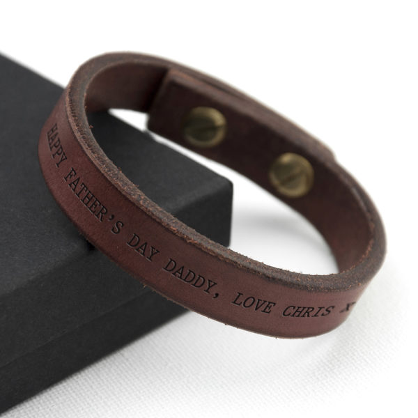 Personalised Men's Brown Leather Bracelet