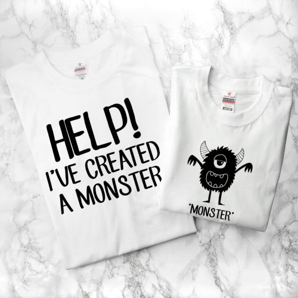 Personalised Daddy and Me Little Monster White T-Shirts
