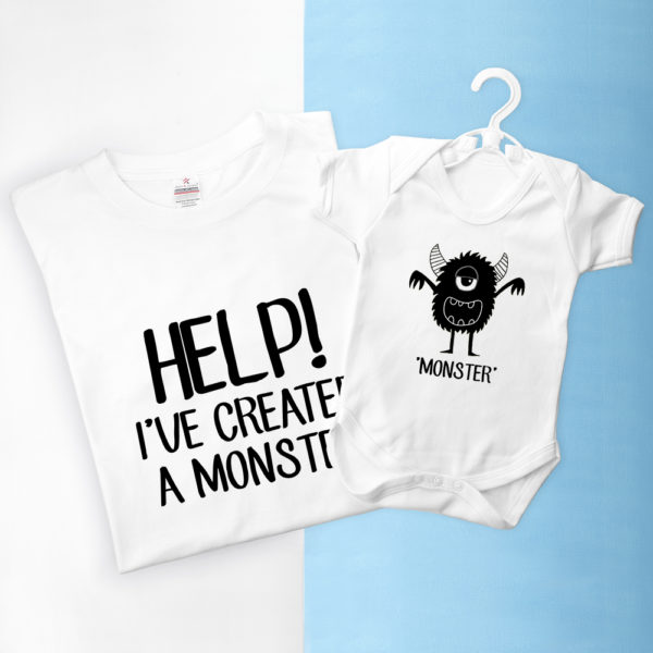 Personalised Daddy and Me Little Monster Set