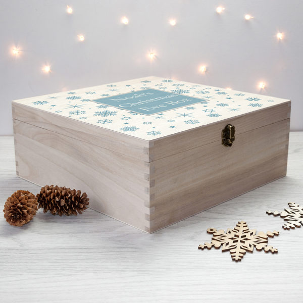 Personalised Ice Blue Snowflake Christmas Eve Box