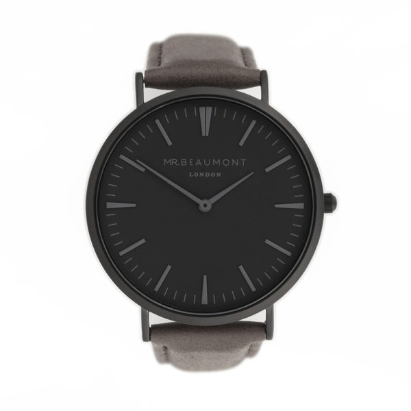 Men's Modern-Vintage Personalised Watch With Black Face in Ash