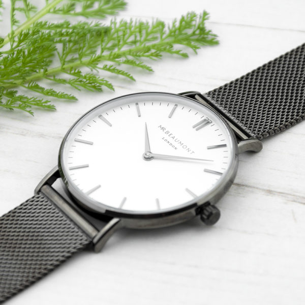 Personalised Men's Metallic Charcoal Grey Watch