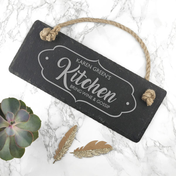 Personalised Our Kitchen Slate Hanging Sign