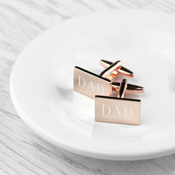 Personalised Rectangle Rose Gold Plated Cufflinks
