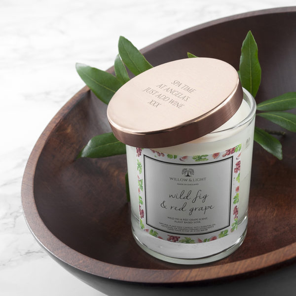 Personalised Wild Fig & Red Grape Candle With Copper Lid