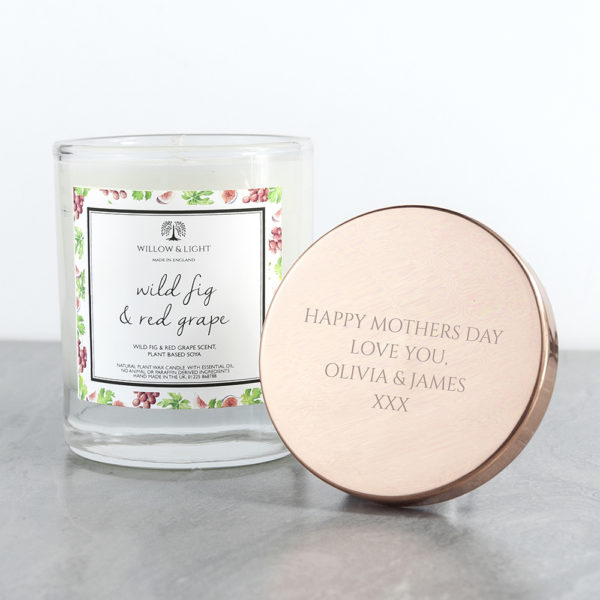 Personalised Wild Fig & Red Grape Candle With Copper Lid