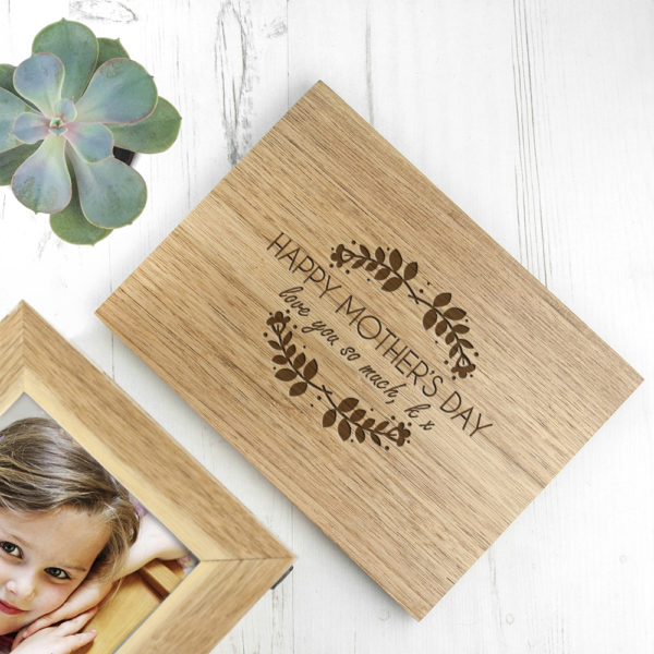 Personalised Happy Mother's Day Midi Oak Photo Cube Keepsake Box