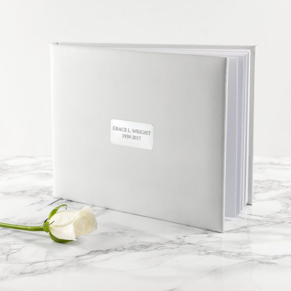 Personalised White Leather Memoriam Book