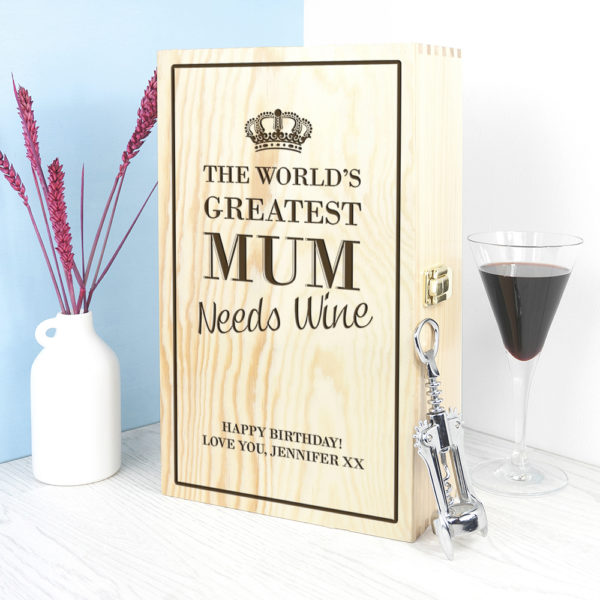 Personalised World's Greatest Mum Wine Box