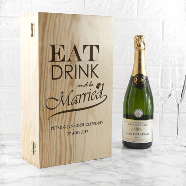 Personalised Eat Drink and Be Married Wine Box