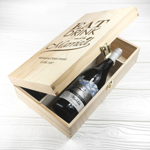 Personalised Eat Drink and Be Married Wine Box
