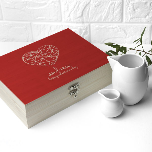 Personalised Geometric Heart Tea Box