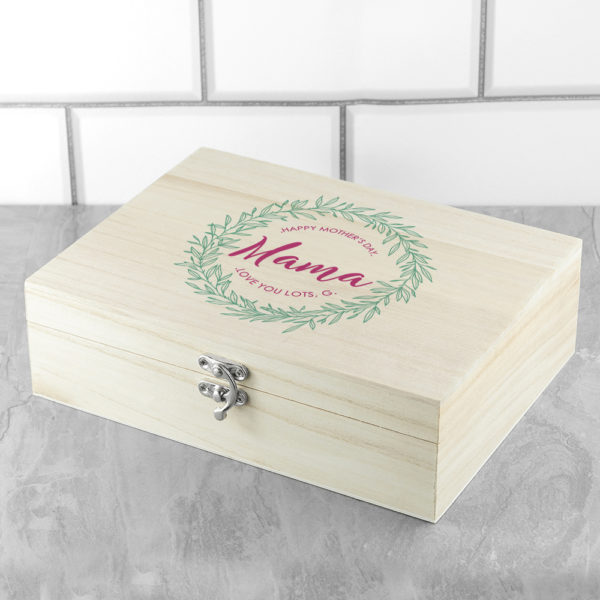 Personalised Leaf Wreath Mother's Day Tea Box