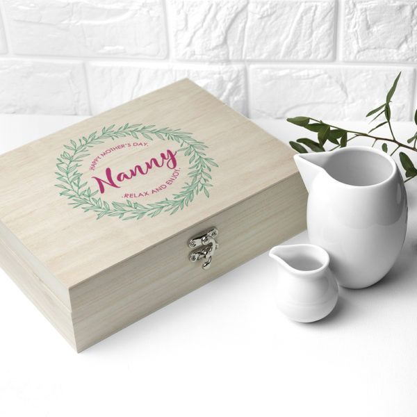 Personalised Leaf Wreath Mother's Day Tea Box