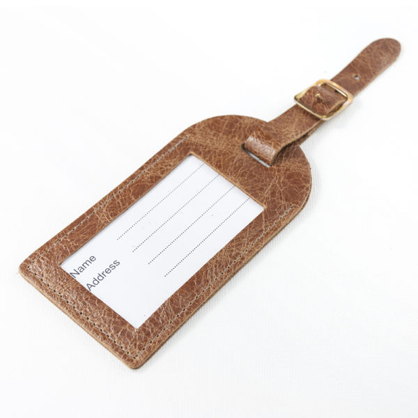Personalised Natural Tan Engraved Leather Luggage Tag