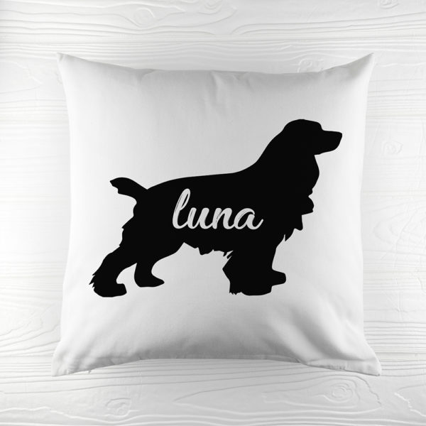 Personalised Cocker Spaniel Silhouette Cushion Cover