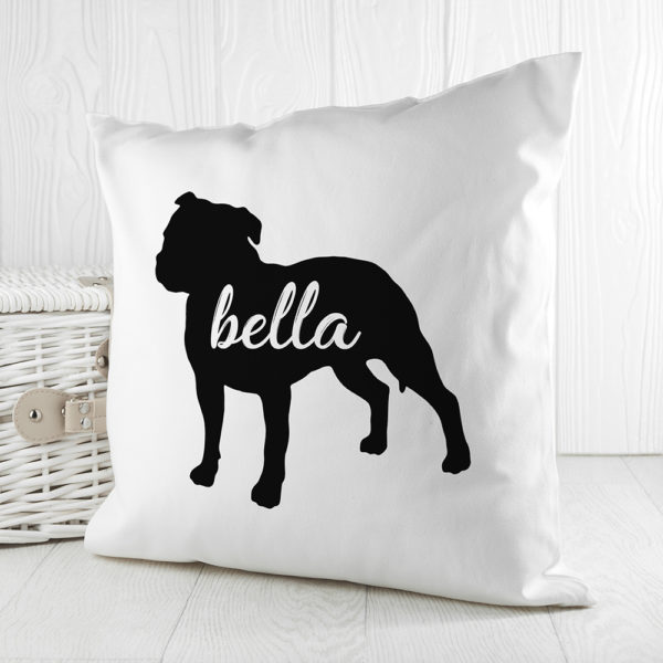 Personalised Staffordshire Terrier Silhouette Cushion Cover