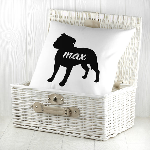 Personalised Staffordshire Terrier Silhouette Cushion Cover
