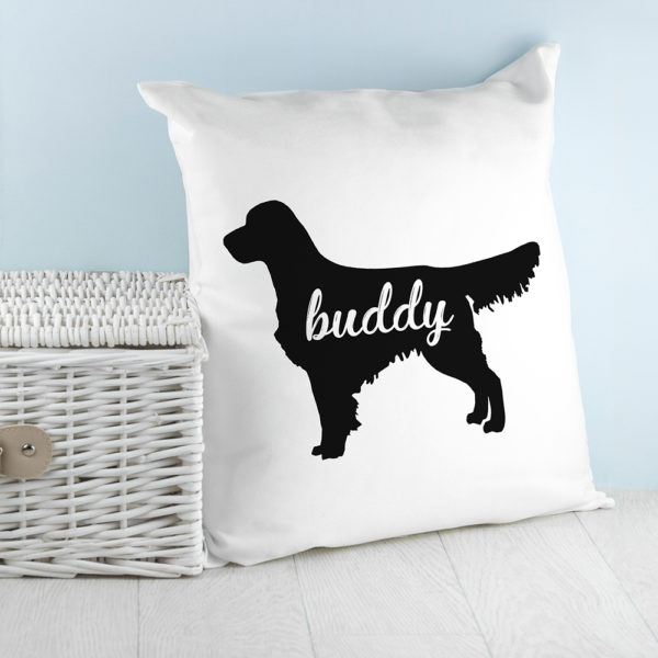 Personalised Golden Retriever Silhouette Cushion Cover