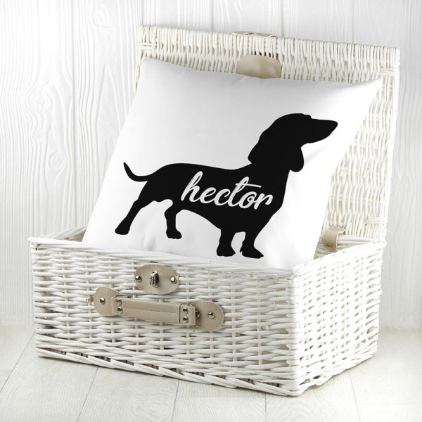 Personalised Daschund Silhouette Cushion Cover