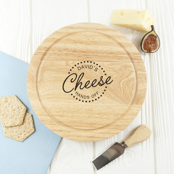 Personalised 'Hands Off' Cheese Board Set