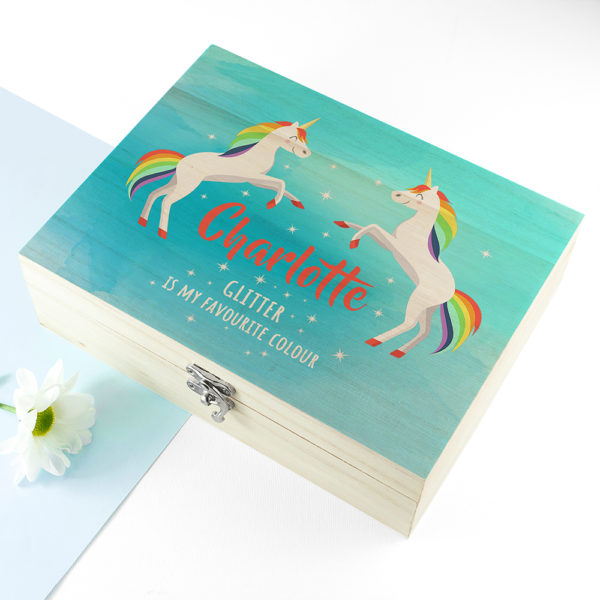 Personalised Rainbow Unicorn Accessories Box
