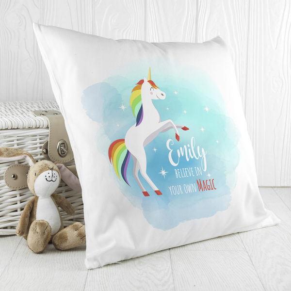 Personalised Rainbow Unicorn Cushion Cover