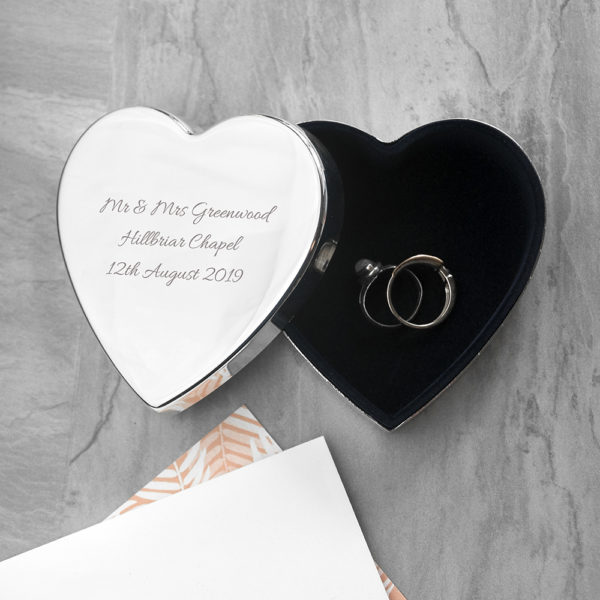 Personalised Classic Silver Heart Trinket Box