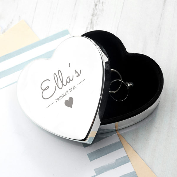Personalised Contemporary Silver Heart Trinket Box