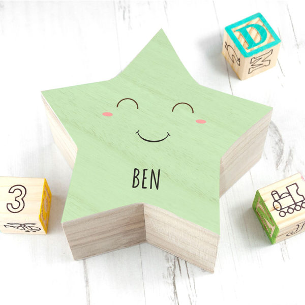 Personalised Smiling Star Pastel Trinket Box
