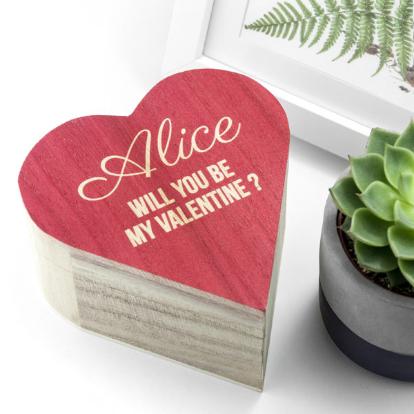 Personalised Valentines Wooden Heart Trinket Box