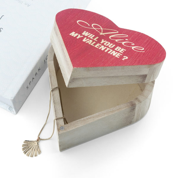 Personalised Valentines Wooden Heart Trinket Box