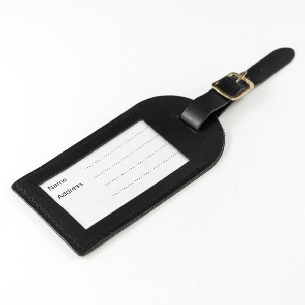 Personalised Black Foiled Leather Luggage Tag