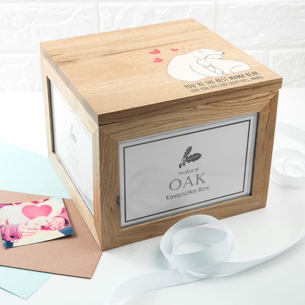 Personalised The Best Mama Bear Large Oak Photocube Box