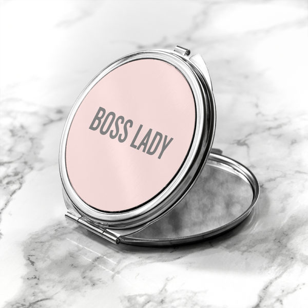 Personalised Boss Lady Round Compact Mirror