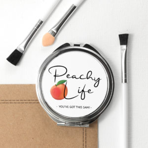 Peachy Life Round Compact Mirror