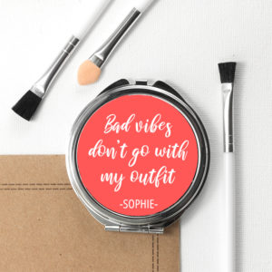 No Bad Vibes Round Compact Mirror