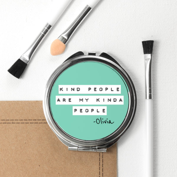 Kind People (Green) Round Compact Mirror