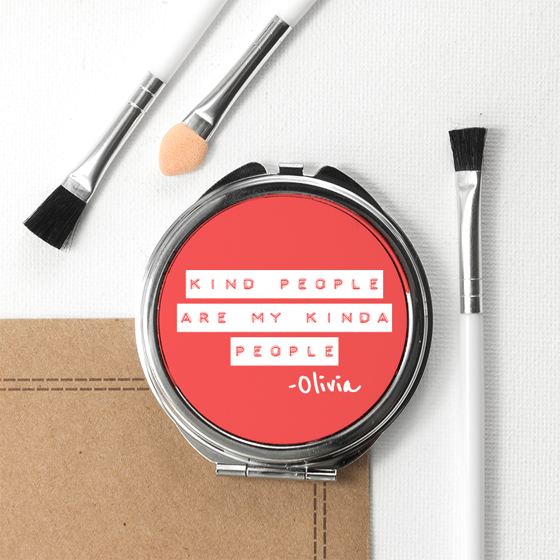 Kind People (Red) Round Compact Mirror