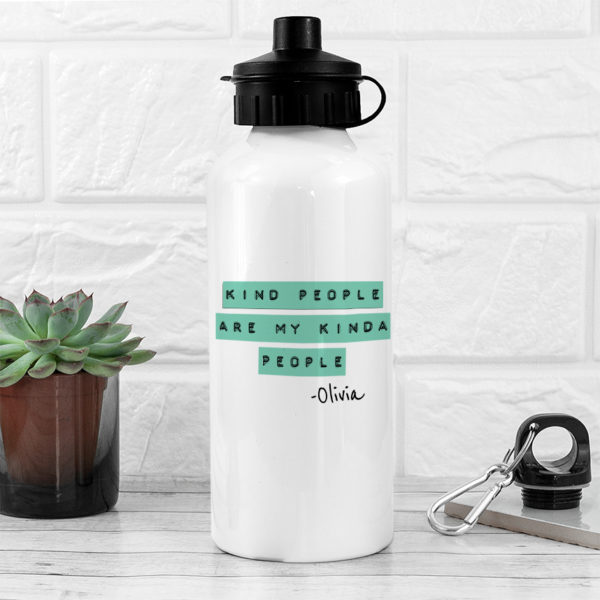 Kind People (Green) White Water Bottle