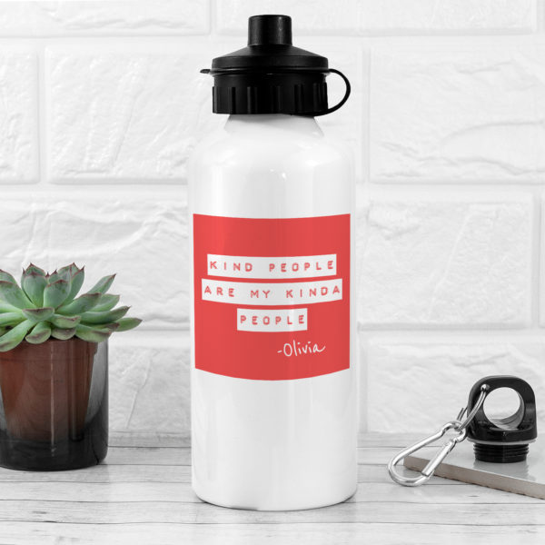 Kind People (Red) White Water Bottle