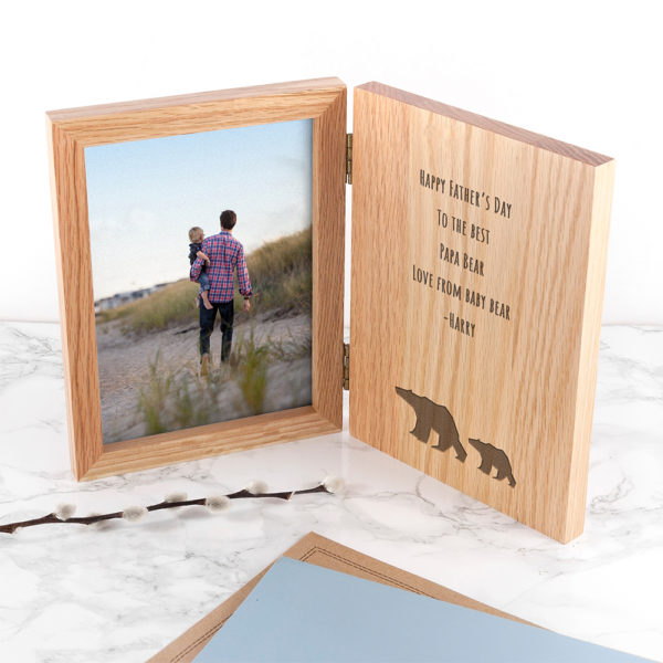 Engraved Father's Day Bear Book Photo Frame