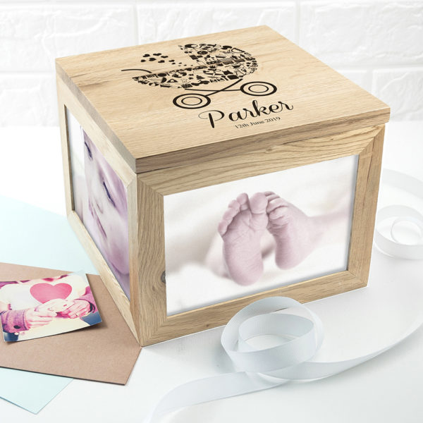 Personalised Baby Boy Photo Memory Box