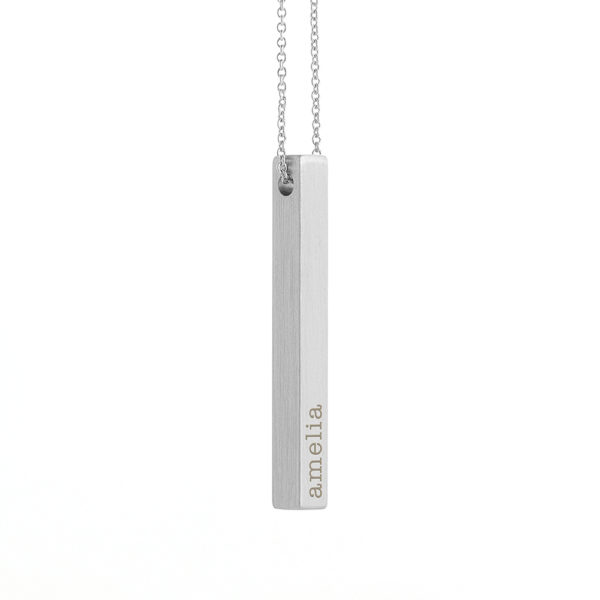 Personalised Matt Vertical Bar Necklace